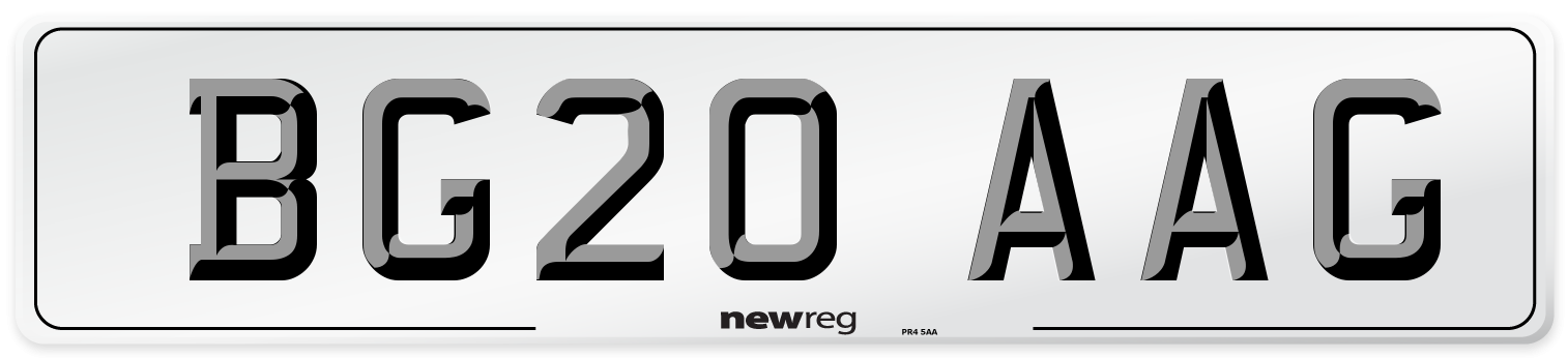 BG20 AAG Number Plate from New Reg